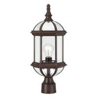 View 1 Light 19" Rustic Bronze Clear Beveled Glass Shade Post Lantern Light Fixture