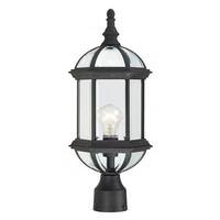 View 1 Light 19" Textured Black Clear Beveled Glass Shade Post Lantern Light Fixture
