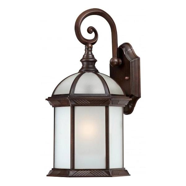 1 Light 8" Rustic Bronze Frosted Beveled Glass Shade Wall Light Fixture