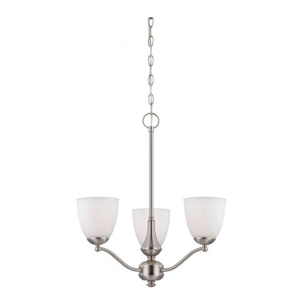 3 Light Brushed Nickel Frosted Glass Shades Chandelier Light Fixture