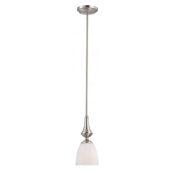 1 Light Brushed Nickel Frosted Glass Shade Mini Pendant Light Fixture