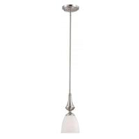 View 1 Light Brushed Nickel Frosted Glass Shade Mini Pendant Light Fixture