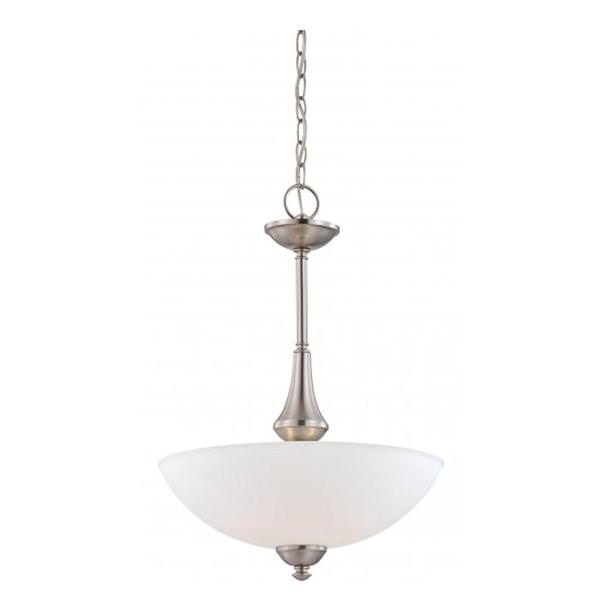 3 Light Brushed Nickel Frosted Glass Shade Pendant Light Fixture