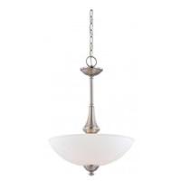 View 3 Light Brushed Nickel Frosted Glass Shade Pendant Light Fixture