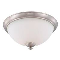 View 3 Light 16" Round Brushed Nickel Frosted Glass Shade Ceiling Light Fixture