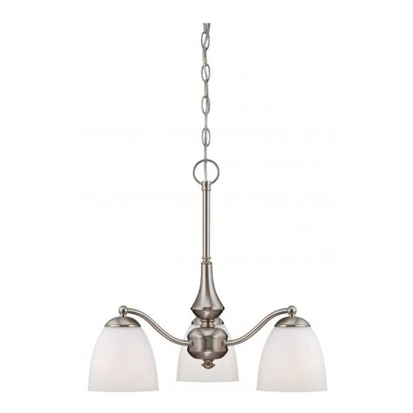 3 Light Brushed Nickel Frosted Glass Shades Chandelier Light Fixture