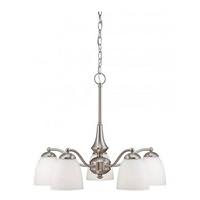 View 5 Light Brushed Nickel Frosted Glass Shades Chandelier Light Fixture