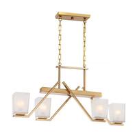 View 4 Light Vintage Brass Etched Sandstone Glass Shades Pendant Light Fixture