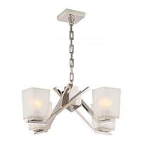 Nuvo Lighting 4 Light Polished Nickel Etched Sandstone Glass Shades Chandelier Light Fixture