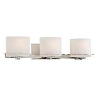 View 3 Light Polished Nickel Etched Opal Glass Shades Vanity Light Fixture