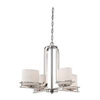 View 4 Light Polished Nickel Etched Opal Glass Shades Chandelier Light Fixture
