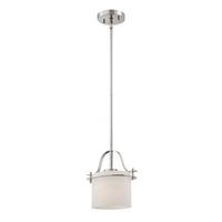 View 1 Light Polished Nickel Etched Opal Glass Shade Mini Pendant Light Fixture
