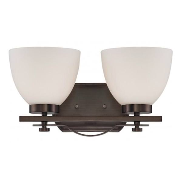 2 Light Hazel Bronze Frosted Glass Shades Vanity Light Fixture
