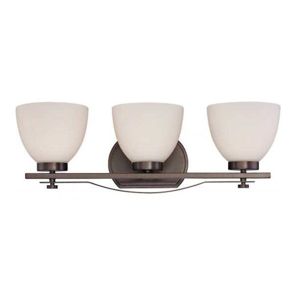 3 Light Hazel Bronze Frosted Glass Shades Vanity Light Fixture
