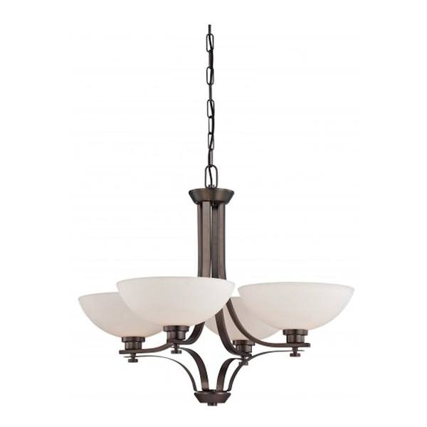 4 Light Hazel Bronze Frosted Glass Shades Chandelier Light Fixture