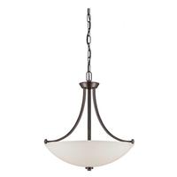 View 3 Light Hazel Bronze Frosted Glass Shade Pendant Light Fixture