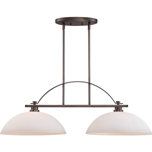 2 Light Hazel Bronze Frosted Glass Shades Island Pendant Light Fixture