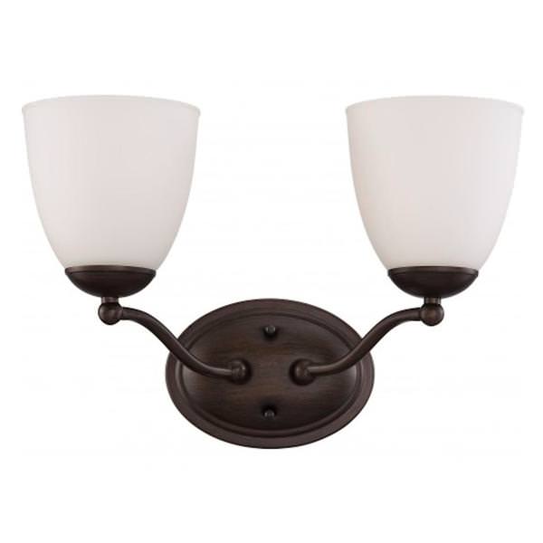 2 Light Prairie Bronze Frosted Glass Shades Vanity Light Fixture