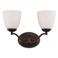 View 2 Light Prairie Bronze Frosted Glass Shades Vanity Light Fixture