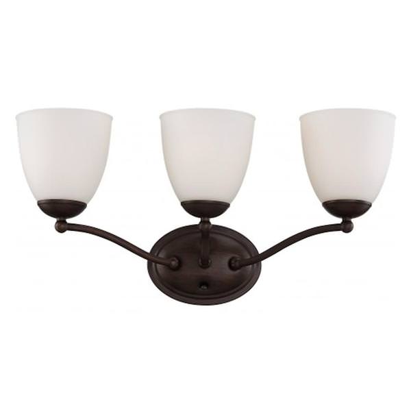 3 Light Prairie Bronze Frosted Glass Shades Vanity Light Fixture