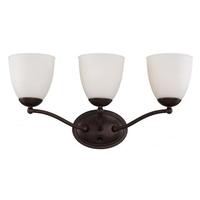 View 3 Light Prairie Bronze Frosted Glass Shades Vanity Light Fixture