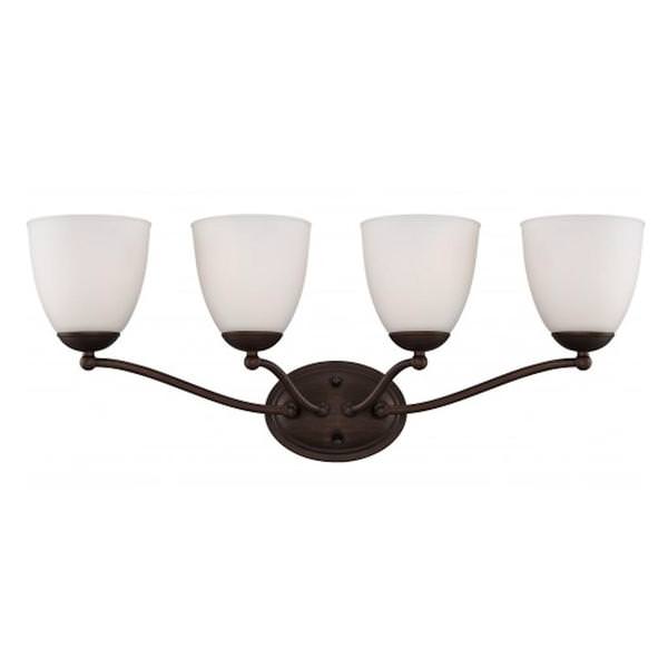 4 Light Prairie Bronze Frosted Glass Shades Vanity Light Fixture
