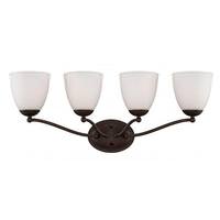 View 4 Light Prairie Bronze Frosted Glass Shades Vanity Light Fixture