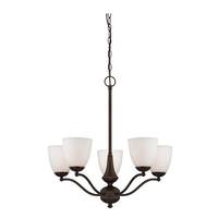 View 5 Light Prairie Bronze Frosted Glass Shades Chandelier Light Fixture