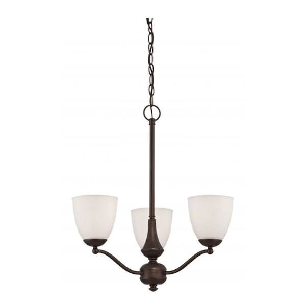 3 Light Prairie Bronze Frosted Glass Shades Chandelier Light Fixture