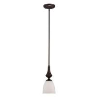 View 1 Light Prairie Bronze Frosted Glass Shade Mini Pendant Light Fixture