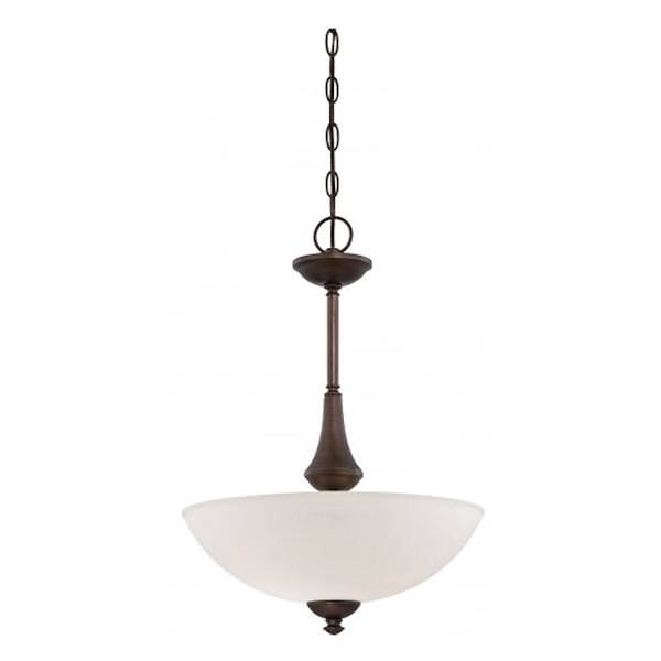 3 Light Prairie Bronze Frosted Glass Shade Pendant Light Fixture