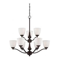 View 9 Light Prairie Bronze Frosted Glass Shades Chandelier Light Fixture