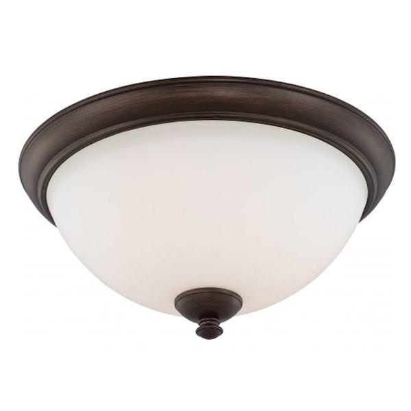 3 Light 16" Round Prairie Bronze Frosted Glass Shade Ceiling Light Fixture