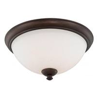 View 3 Light 16" Round Prairie Bronze Frosted Glass Shade Ceiling Light Fixture