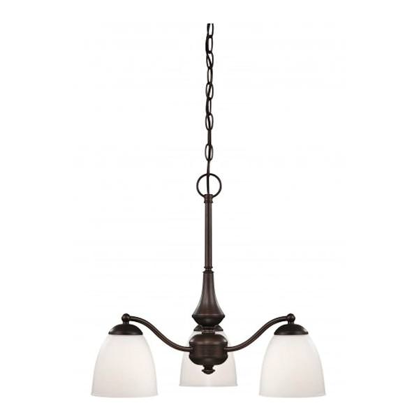 3 Light Prairie Bronze Frosted Glass Shades Chandelier Light Fixture