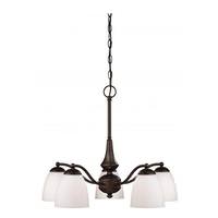 View 5 Light Prairie Bronze Frosted Glass Shades Chandelier Light Fixture