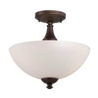 View 3 Light 13" Round Prairie Bronze Frosted Glass Shade Ceiling Light Fixture