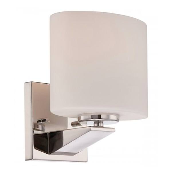 1 Light Polished Nickel Etched Opal Glass Shades Vanity Light Fixture