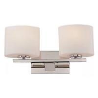 View 2 Light Polished Nickel Etched Opal Glass Shades Vanity Light Fixture