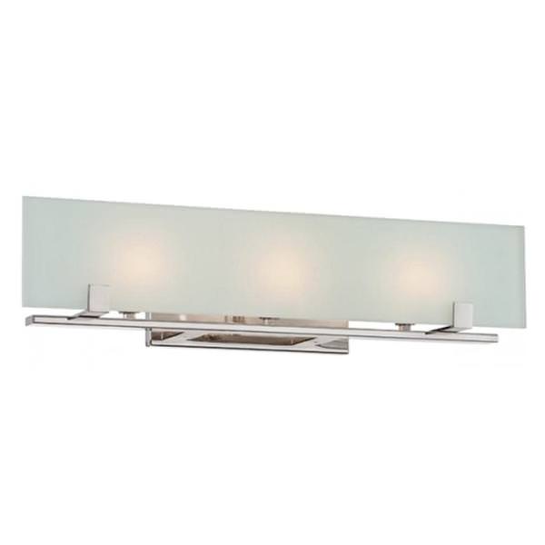 3 Light Polished Nickel Frosted Glass Shade Vanity Light Fixture