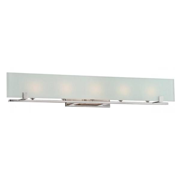5 Light Polished Nickel Frosted Glass Shade Vanity Light Fixture
