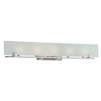 Nuvo Lighting 5 Light Polished Nickel Frosted Glass Shade Vanity Light Fixture