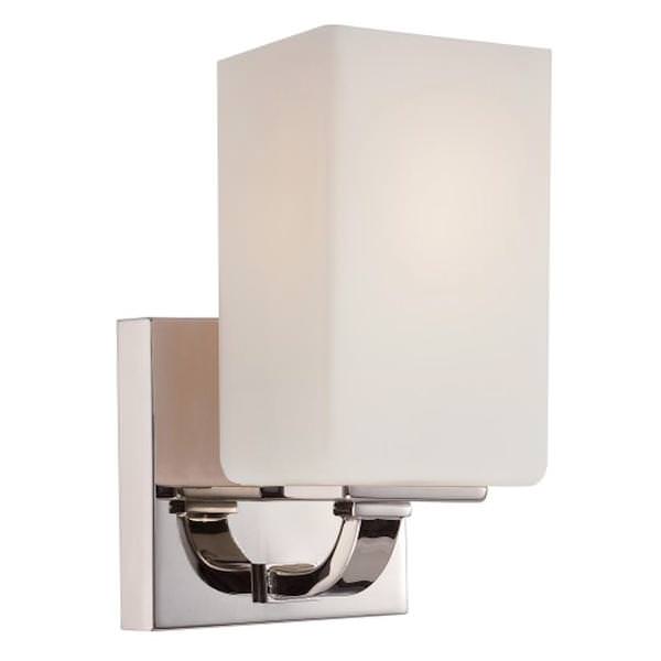 1 Light Polished Nickel Etched Opal Glass Shade Vanity Light Fixture