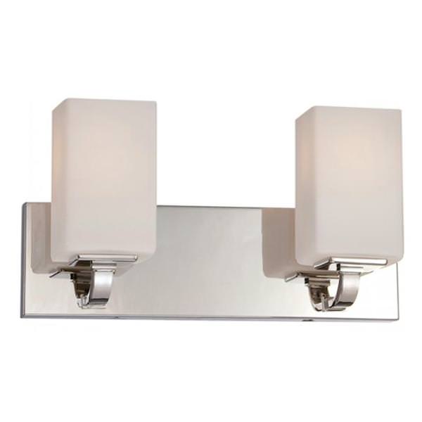 2 Light Polished Nickel Etched Opal Glass Shades Vanity Light Fixture