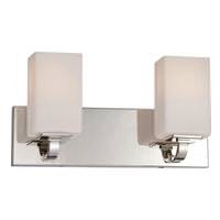 View 2 Light Polished Nickel Etched Opal Glass Shades Vanity Light Fixture