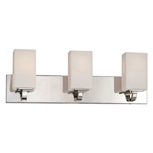 3 Light Polished Nickel Etched Opal Glass Shades Vanity Light Fixture