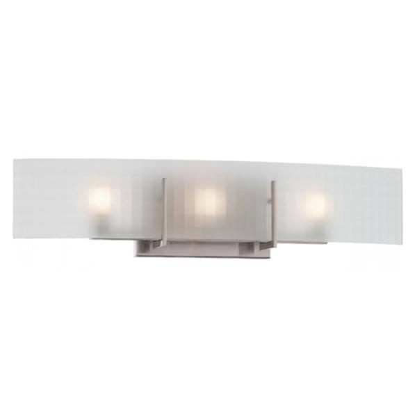3 Light Brushed Nickel Frosted Glass Shades Vanity Light Fixture