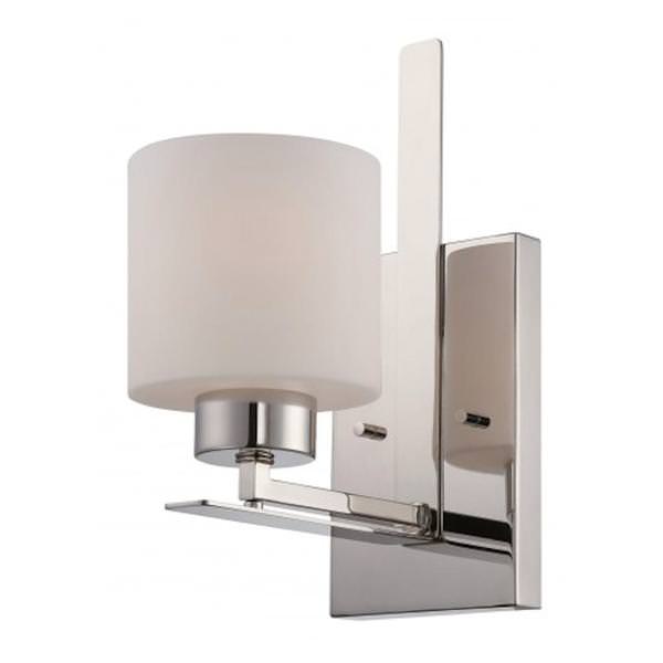 1 Light Polished Nickel Etched Opal Glass Shade Vanity Light Fixture