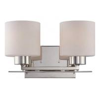View 2 Light Polished Nickel Etched Opal Glass Shades Vanity Light Fixture