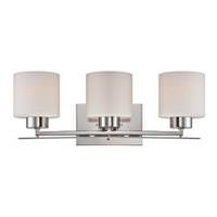 View 3 Light Polished Nickel Etched Opal Glass Shades Vanity Light Fixture